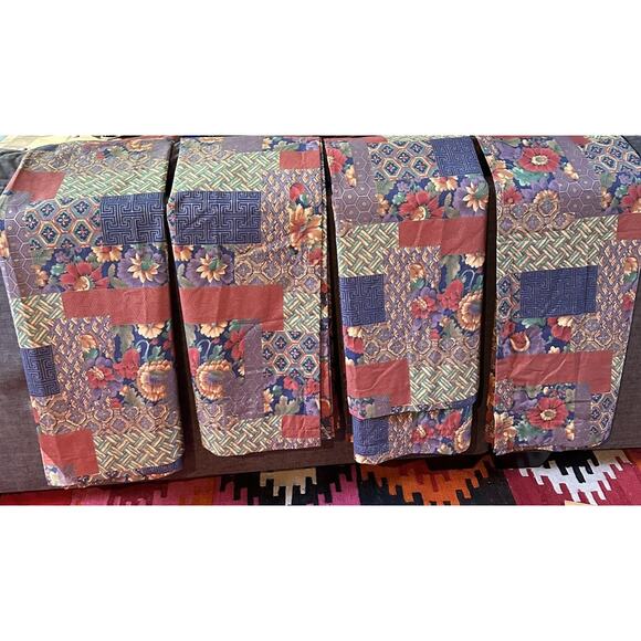 Sheridan Australia Drapes Curtains Set Of 4, Patchwork Blue Red Lined Rare50x84” - Picture 2 of 16